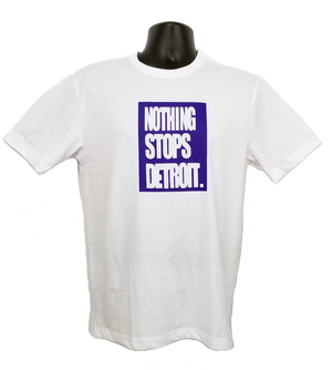 Nothing Stops Detroit Unisex White Box Logo Short Sleeve Tee