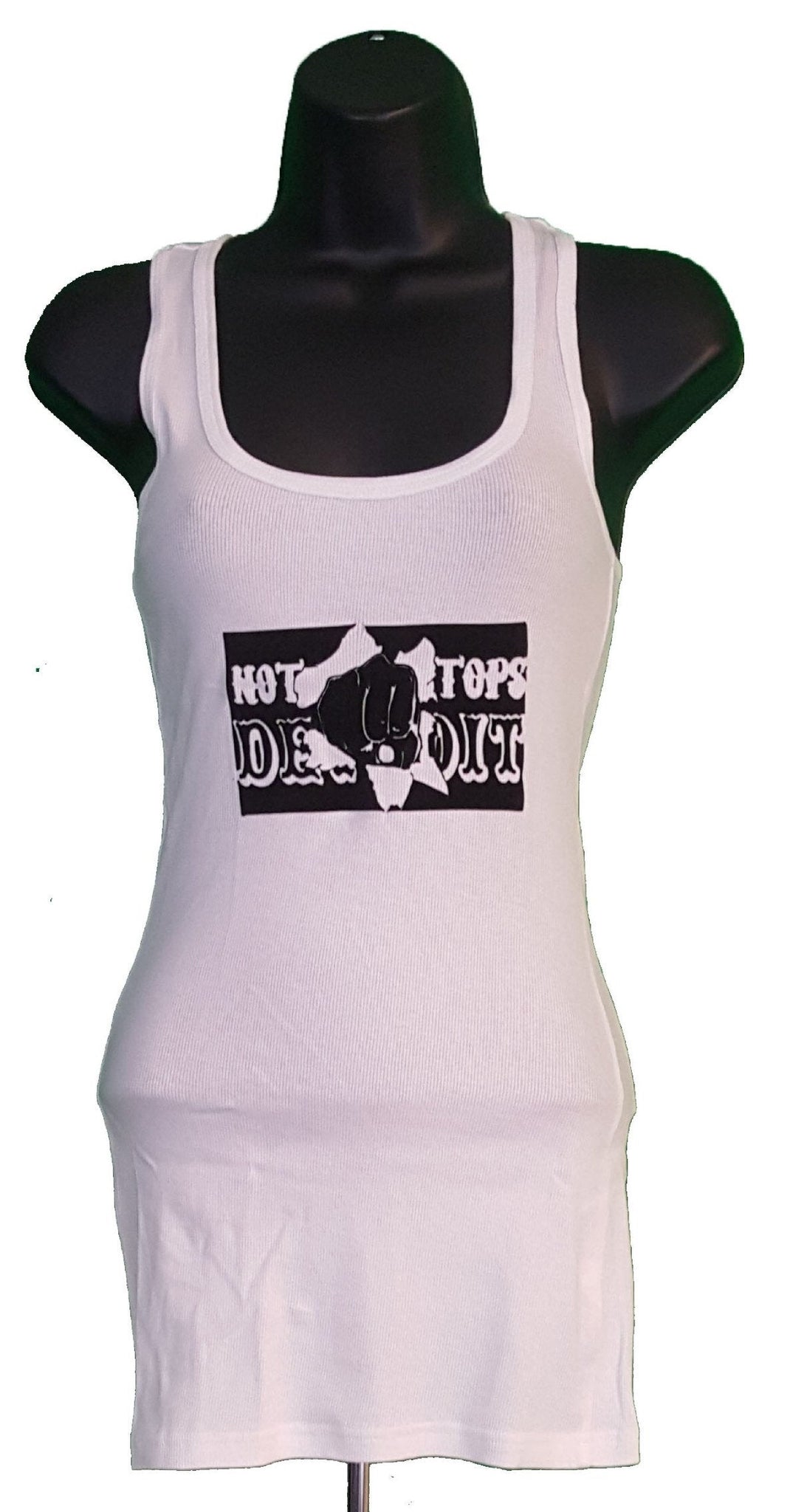Nothing Stops Detroit Unisex White Fist Thru The Wall Tank Top