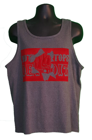 Nothing Stops Detroit Unisex Gray Fist Thru The Wall Tank Top