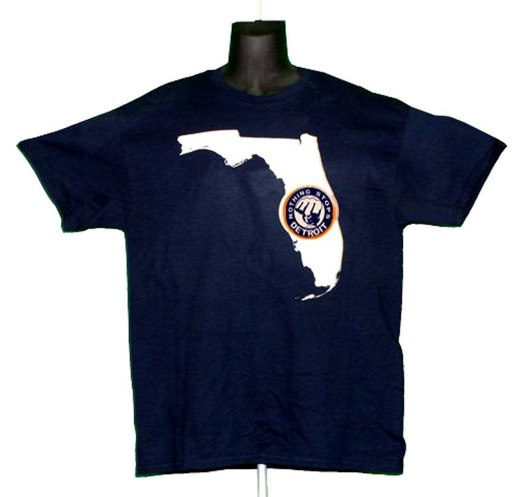 Nothing Stops Detroit Unisex Navy Blue with Florida NSD Logo Tigers Spring Training Short Sleeve Tee