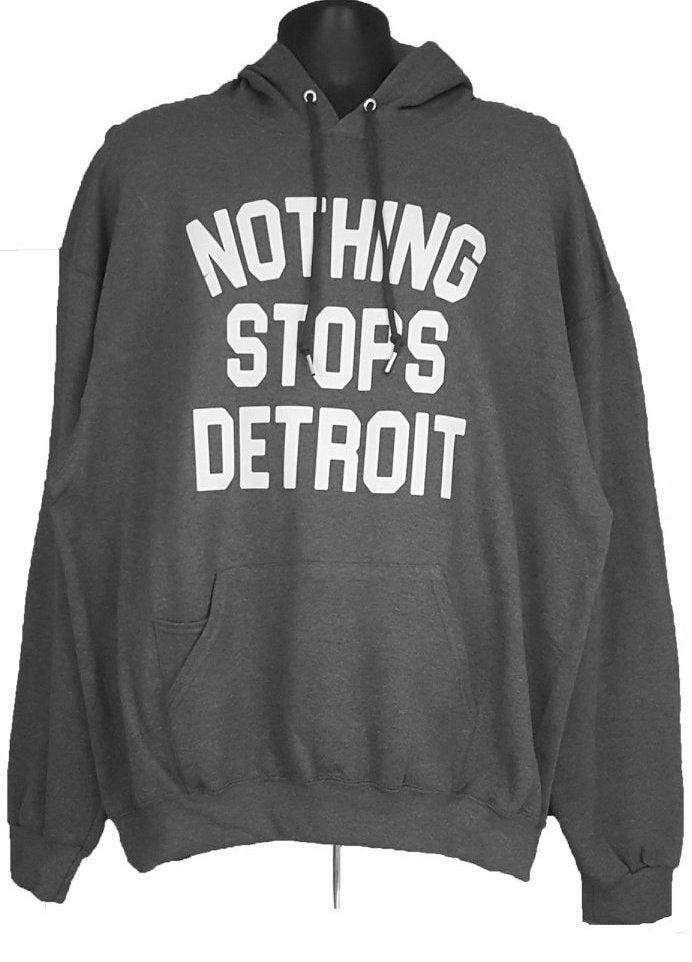 Nothing Stops Detroit Unisex Gray Collegiate Long Sleeve Hoodie