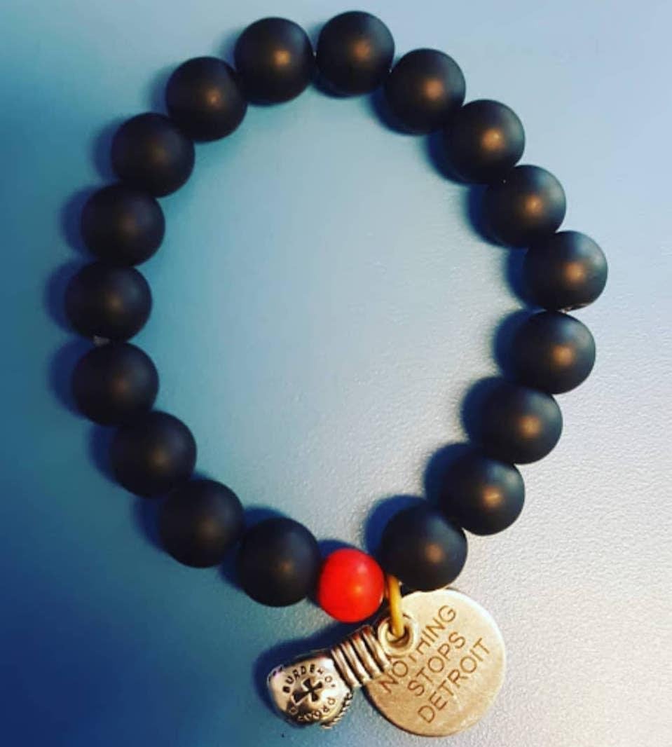 Nothing Stops Detroit Black Beaded and One Red Bead Peace & Harmony Bracelet