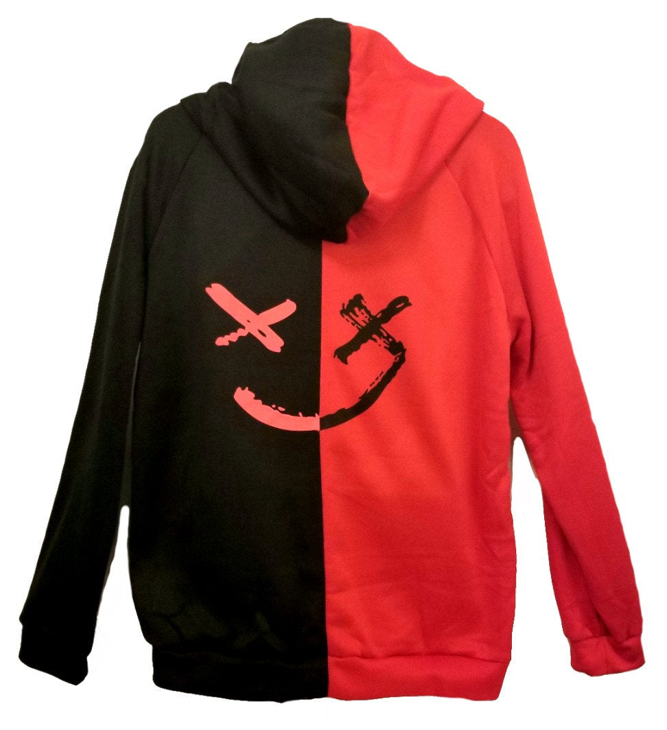 Nothing Stops Detroit Unisex Red and Black side by side with smiley face Pull Over Hoodie