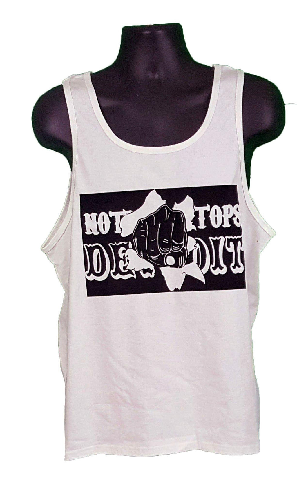 Nothing Stops Detroit Unisex White Fist Thru The Wall Tank Top