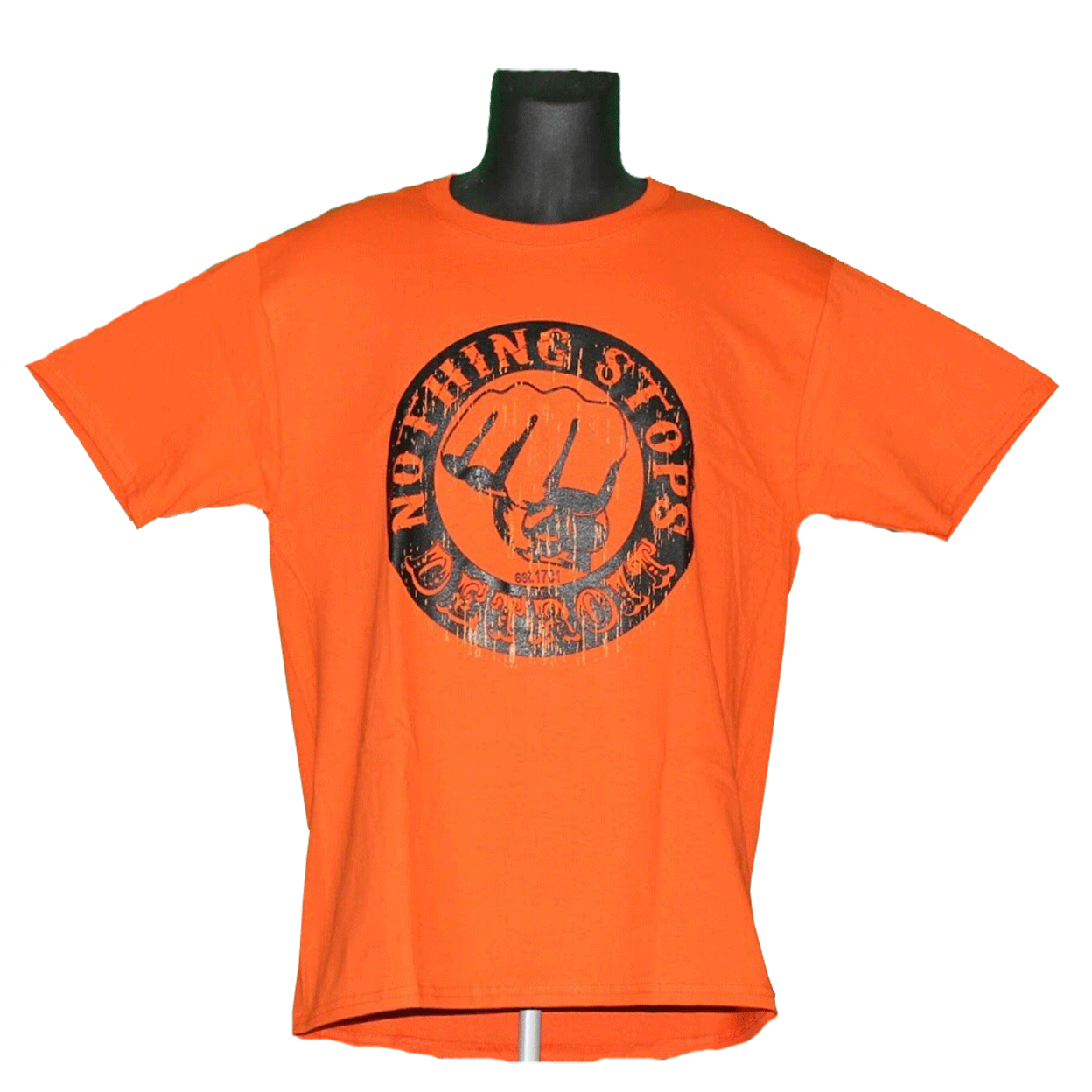 Nothing Stops Detroit Unisex Orange with Black Logo One Color Logo Short Sleeve Tee