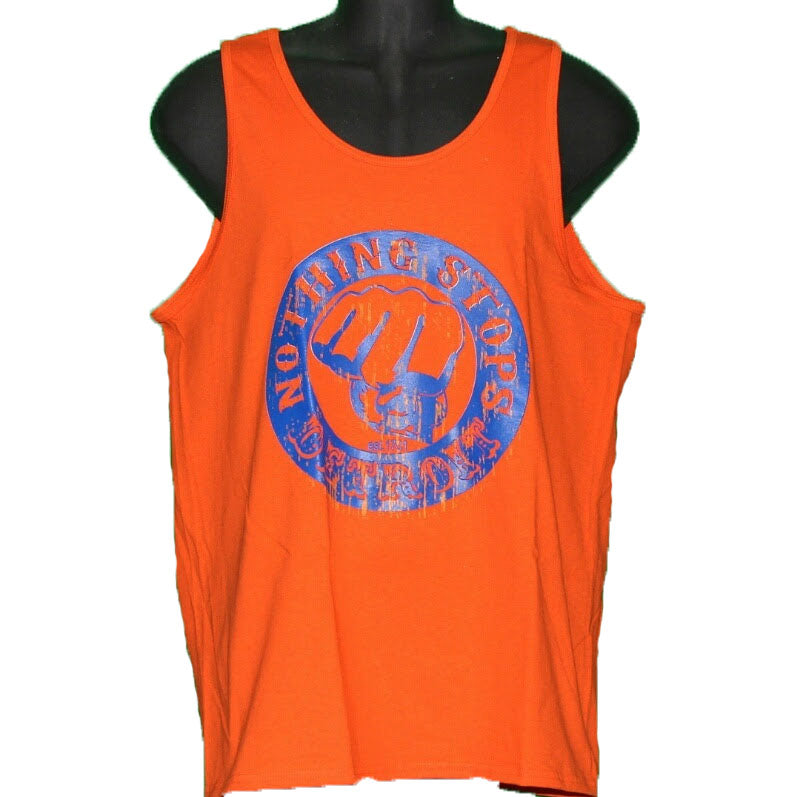 Nothing Stops Detroit Unisex Orange with Blue Logo One Color Tank Top