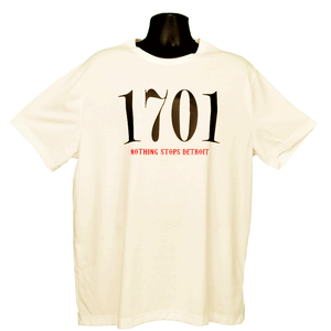 Nothing Stops Detroit Unisex White Circa 1701 Short Sleeve Tee Front