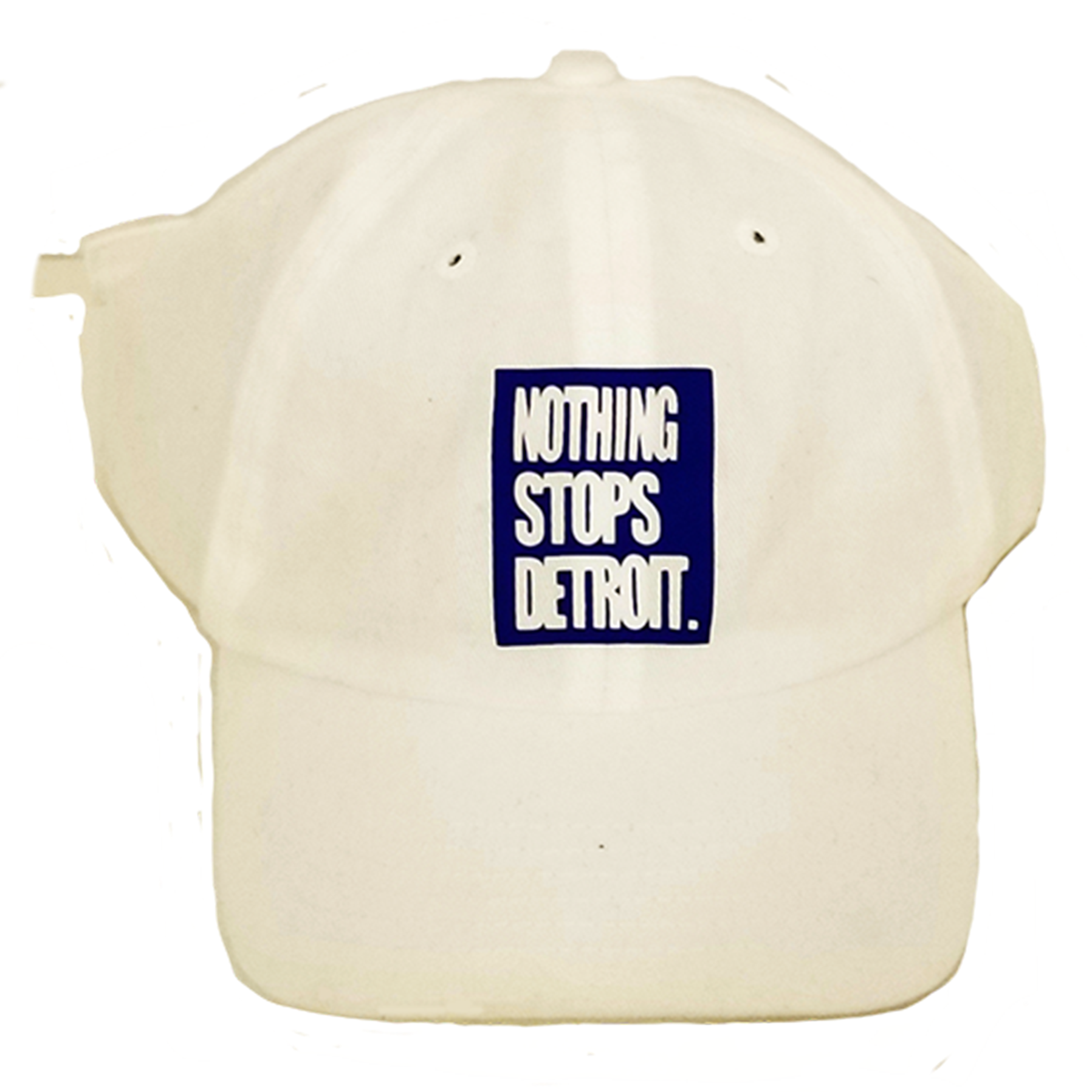 Nothing Stops Detroit White with blue Box Logo hat