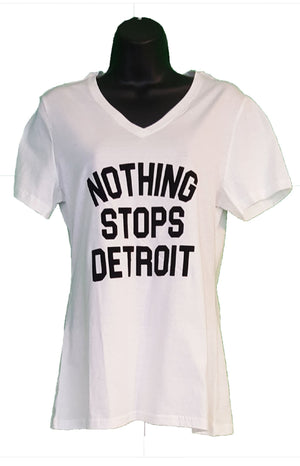 Nothing Stops Detroit Unisex White Collegiate Short Sleeve Tee