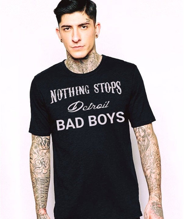 Nothing Stops Detroit Unisex Black BAD BOYS Short Sleeve Tee