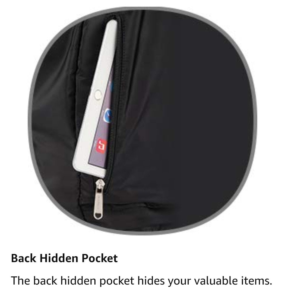 Back Hidden Pocket: Hides your valuable items.