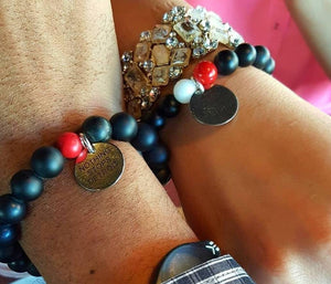 Nothing Stops Detroit Black Beaded and One Red Bead Peace & Harmony Bracelet