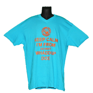 Nothing Stops Detroit Unisex Blue with Orange Logo Keep Call I'm From Detroit Whaddup Doe Short Sleeve Tee